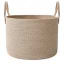 65L Extra Large Blanket Basket for Living Room - Woven Cotton Rope Laundry Hamper with Reinforced Handles - Storage Bin for Pillows, Comforters & Toys - Machine Washable,Oatmeal