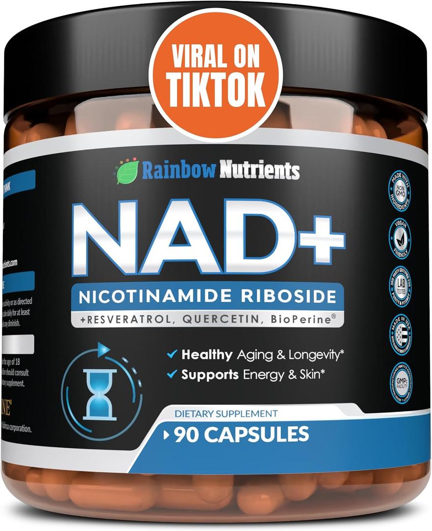 13,510mg NAD+ Supplement- Nicotinamide Riboside, Resveratrol, Quercetin & BioPerine (High Absorption)- Natural NAD Booster for Anti-Aging, Cellular Energy, Skin- For Women & Men- 90 V Capsules