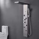 LED Shower Panel Tower System, 6 in 1 Stainless Steel LED Shower Column, Rainfall & Waterfall Head, Massage Jets, Tub Spout, Handheld Shower(Brushed)