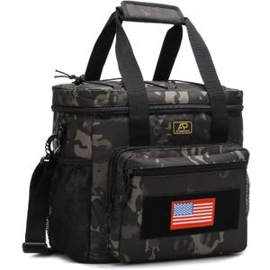 Lunch Box for Men, Tactical Lunch Bag MOLLE Webbing Leakproof Insulated Large Lunch Cooler Women Adult Meal with Adjustable Shoulder Strap Durable Lunch Pail (Camo-Black)
