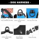 PHOEPET No Pull Dog Harness Medium Reflective Front Clip Vest with Handle,Adjustable 2 Metal Rings 3 Buckles,[Easy to Put on & Take Off](M, Blue)