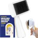 PETHROOM Self-Cleaning Slicker Brush for Dogs & Cats  Gentle Grooming & Deshedding Tool, Removes Mats & Tangles, Skin-Friendly Coated Tips, One-Touch Hair Removal Button