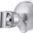 Zhehao Adjustable Shower Head Holder, Removable Suction Cup Shower Head Holder, No Drill Wall Mounted Suction Bracket with Chrome Polished for Marble Glass Metal Ceramic(1,Silver Wrench)