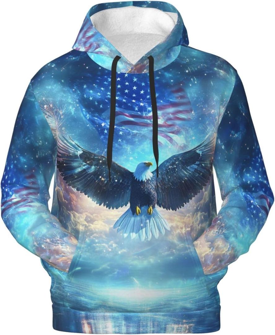 Unisex Cool 3D Hoodies Pullover Novelty Print Sweatshirt Funny Graphic Hooded With Pocket for Men Women Teens S-4XL (Blue, XXL)