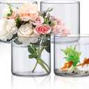 4 Pcs Glass Cylinder Vase Bulk Tall Floating Holders Centerpieces Vases Clear Flower Vase for Table Centerpieces Home Wedding Party Event Office Decorations (6 x 6 Inch)