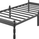 12 Inch Twin XL Bed Frame with Mattress Slide Stopper, Twin XL Platform Bed Frame with Vintage Style, Heavy Duty Steel Slats, Anti-Slip Design