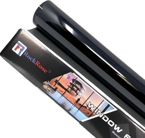 RockRose 1% Premium Carbon Car Window Tint 12 in x 100FT 2PLY Charcoal Privacy Film Heat, UV, and IRR Block Tint for Cars or Building Adhesive Film Easy Shrink, Plotter Friendly Pro Grade