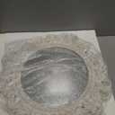 Vintage Wood Circle Wall Mirror 24 Inch, Distressed White