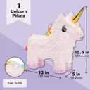 Blue Panda Unicorn Pinata for Girl - Small Pink 13 x 15.5 x 5 in - Princess Birthday Party Pinata & Rainbow Mane Theme - Easy-Fill Design