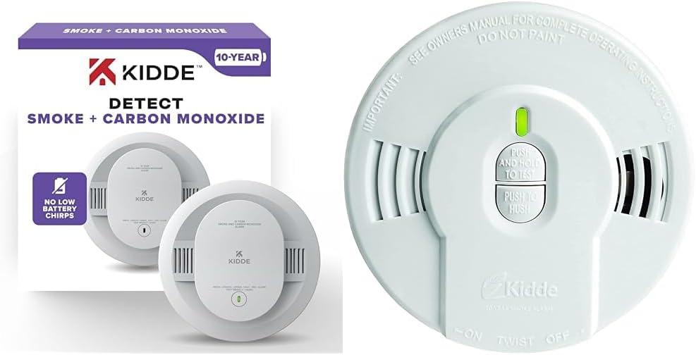 Kidde Smoke & Carbon Monoxide Detector with Smoke Detector, 10-Year Battery Powered 2-Pack
