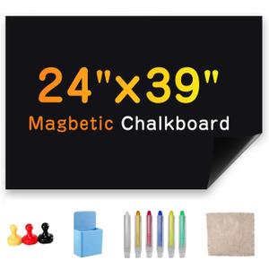 Magnetic Chalkboard Wallpaper Stick and Peel, 24" x 39"Chalk Board Contact Paper with Adhesive on Wall for School, Office, Kitchen Fridge, Drawing
