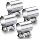 4 Pcs 2.5 Inch Exhaust Clamp 2 1/2" Stainless Steel Exhaust Pipe Muffler Clamp Butt Joint Band Sleeve Coupler for Pipes Muffler Connections, Catalytic Converters
