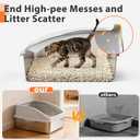 Stainless Steel Litter Box | Metal Kitty Litter Box with Lid High Sided for Small Cats or Injured Cats, Bunny Litter Boxes, Low Entry, Odor-Free, Non-Stick,Includes Scoop,Silver Gray, Small