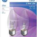 GE 25 Watt B Type Crystal Clear Multi-Use Light Bulbs 170 Lumens 2-Pack - 76384