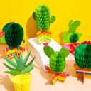Zonon 12 Pcs Cinco De Mayo Cactus Party Decorations Mexican Fiesta Honeycomb Table Centerpieces Mexico Garland Cutouts Decor for Fiesta Baby Shower Favor Cactus Theme Classroom Birthday Party Supplies
