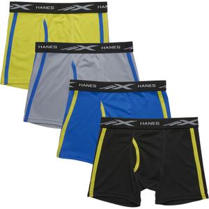 Hanes Boys' X-Temp Breathable Mesh Boxer Brief 4-Pack
