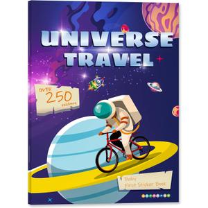 Sticker Book for Kids, 250+ Universe Stickers & 8 Scenes Activity Sheet, Reusable Busy Book, Seek and Find Sticker Coloring Pad, for Boys Girls Toddlers Ages 2-4 4-8 Years Old 3-5 6-7