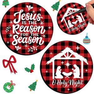 2 Pcs Large Nativity Scene Christmas Magnet 9.45 x 9.45 Inch Christmas Nativity Scene Auto Magnet Decoration Reusable Christian Car Magnets for Cruise Door Refrigerator Whiteboards Lockers