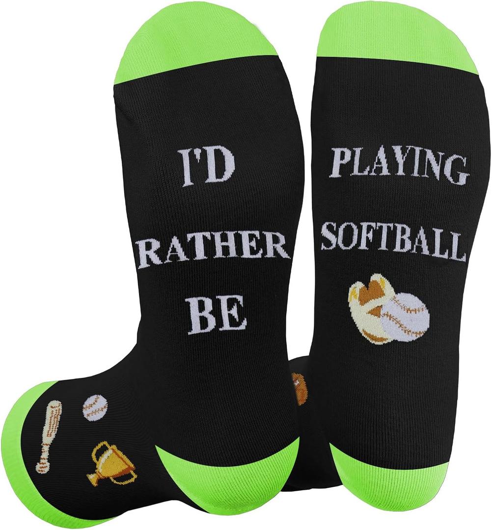 Softball Gifts, Softball Gifts for Team, Softball Gifts for Girls, Softball Mom Gifts, Softball Dad Gifts, Stocking Stuffers Softball Socks, Softball Gifts for Coaches, Gifts for Softball Players (Black)