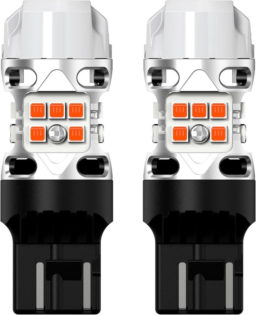 LASFIT T3 7440 7443 LED Turn Signal Amber, Super Bright 4000LM CANBUS Error Free Turn Signal Bulbs, Upgraded 7444na 7441 7444 7440NA W21W WY21W with Built In Resistor, Only For Standard Socket(2pcs)