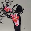 SEGT Women's 2 Piece Floral Print Halter Neck Tie Bikini Set Triangle String Thong Swimsuit Summer Bathing Suits for Women Small