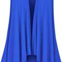 Lock and Love Women's Sleeveless Print/Solid Draped Open Front Cardigan Vest Asymmetric Hem Plus Size (Medium, Wsk1071_royal_brite)