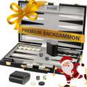 Backgammon Sets for Adults  15-Inch Black PU Leather Board Game Set  Classic 2-Player Travel Backgammon Set with 32 Playing Pieces, Dice, and Cups