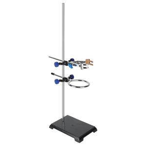 XCD Lab Stand Set, Sturdy Steel Support Stand Base with Rod (22.4 inch Long), 4-Prong Burette Clamp, Retort Ring and 2 Boss Heads