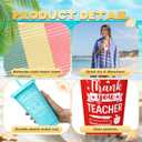 24 Pcs Summer Teacher Gifts Bulk, End of Year Teacher Appreciation Cups 24 oz Plastic Tumblers with Lid and Straw Turkish Beach Towels Thank You Tags and Ribbons, 6 Sets