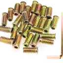 1/4"-20 x 25mm Threaded Inserts, Nut Inserts, Wood Inserts, Zinc Plated Carbon Steel, 1/4-20 Threaded Inserts with Hex Wrench for Wood Furniture Screw, Total 31 Pieces