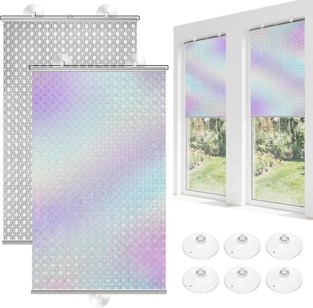 Moukeren 2 Pcs Suction Cup Window Roller Shades Frame, Silver, 49" X 26.8"