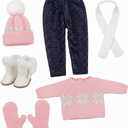 Yardwe 1set Doll Christmas Outfit Festive Holiday Dress-up Costume Sweater Pants Hat Gloves Scarf Shoes for Celebrations and Craft Projects