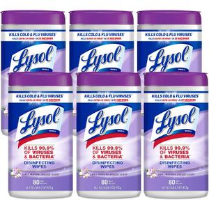 Lysol Disinfectant Wipes, Multi-Surface Antibacterial Cleaning Wipes, For Disinfecting and Cleaning, Early Morning Breeze, 80 Count (Pack of 6)