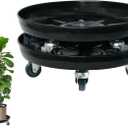 Choclaif Plant Caddy with Wheels,2 Pack Black Heavy Duty Plant Stand with Universal Wheels,Round Pot Trolley for Indoor Outdoor (12)