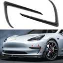 Tesla Model 3 Front Fog Light Trim Cover Fog Lamp Frame Blade Trim Eyebrow Spoiler Accessories for Tesla Model 3 2017 2018 2019 2020 2021 2022 2023 (Matte Black)