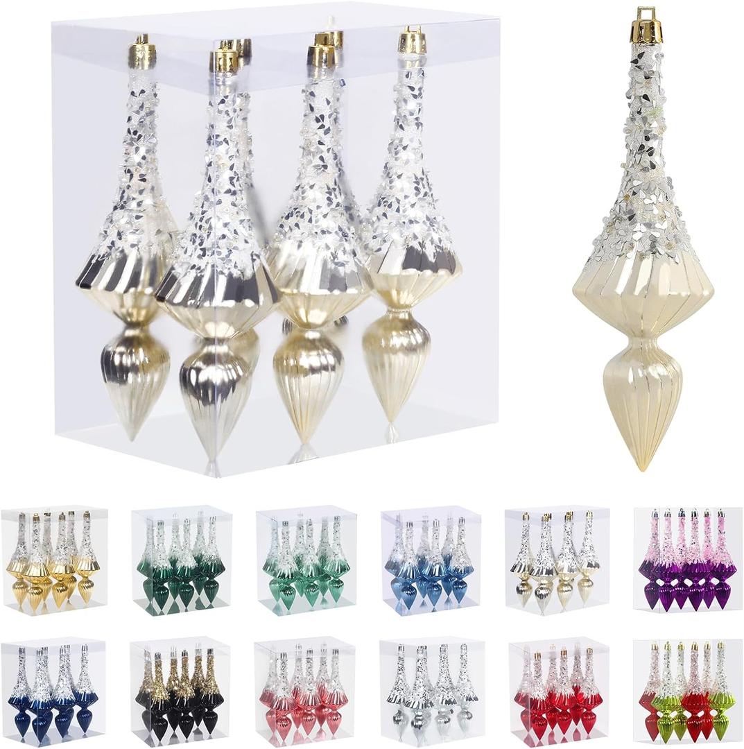 RoseCraft Christmas Ornaments Set, 6.3Inch Plastic Shatterproof Christmas Ball Hanging Ornaments for Xmas Tree Decorations, for Indoor Home Thanksgiving Halloween Party Decor - 6Pcs / Champagne.