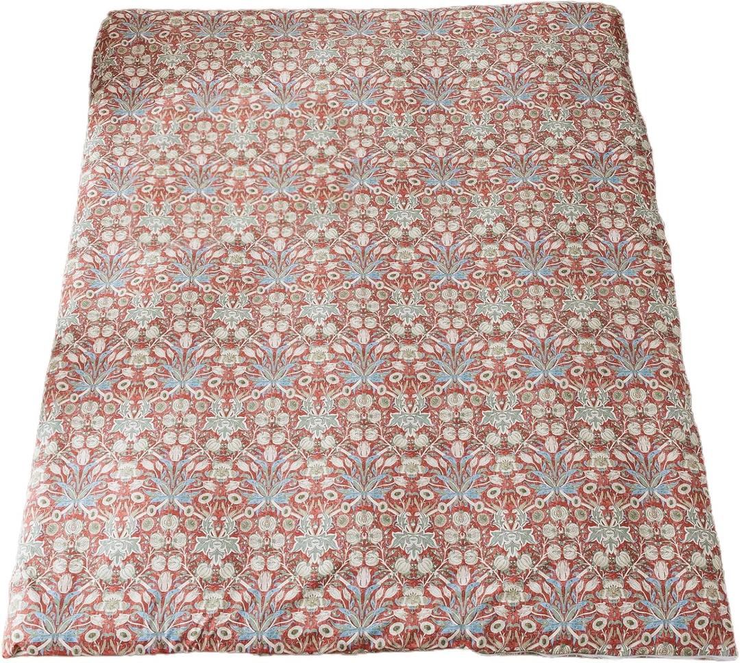 100% Cotton Futon Cover for Japanese Futon Floor Mattress with Zipper Twin Full Queen Machine Washable Super Soft (Red Toned Flower, Queen)