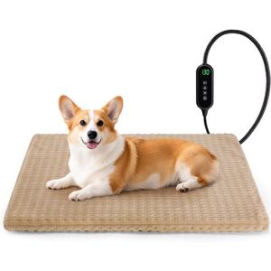 Cat Heating Pad, Waterproof Heated Cat Dog Bed with Adjustable Temperature & Timer, Electric Pet Mat for Indoor Cats Dogs, Chew Resistant Steel CordMedium : 28"x20" Brown