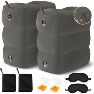 Inflatable Travel Foot Rest Pillow - Travel Foot Rest for Airplane Flights, Car Seat Foot Rest for Kids Airplane Bed for Toddler, Blow up Plane Footrest Pillow with Easy-Carry Strap, Dark Gray 2Pack Inflatable Travel Foot Rest Pillow - Travel Foot Rest for Airplane Flights, Car Seat Foot Rest for Kids Airplane Bed for Toddler, Blow up Plane Footrest Pillow with Easy-Carry Strap, Dark Gray 2Pack