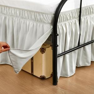 RIMELA Light Grey Bed Skirt with Split Corners King Size 15 Inch Drop, Wrap Around Elastic Bedskirt, Dust Ruffle for Adjustable Bed Base Machine Washable Easy to Install Bed Skirts