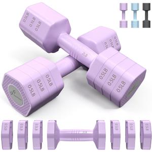 Sportneer Adjustable Dumbbells Hand Weights Set: 4 In 1 Weight Each 2lb 3lb 4lb 5lb Free Weights Dumbbells Set for Women Fast Adjust Dumbbell Set for Men Home Gym Workout Strength Training Exercise (Purple)
