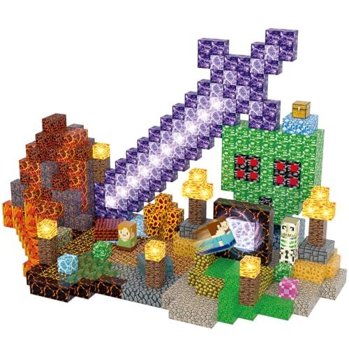 AIDYVOI 100pcs Magnetic Blocks, Magnetic Building Blocks Toys STEM Construction Toys Toddlers Age 3-8, Light Up Magnet Cubes Montessori Sensory Stacking Toy for Boys Birthday Gift