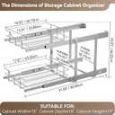 2 Tier Pull Out Cabinet Organizer 15" W X 17" D, Chromed, Full Slide Out