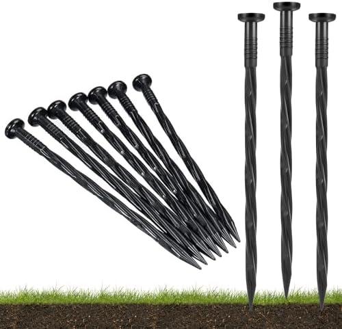 Plastic Landscape Anchoring Spikes 100 Pcs Nylon Ground Stakes Spiral Landscape Spikes for Yard, Garden Lawn, Weed Barriers, Artificial Turf, Tent