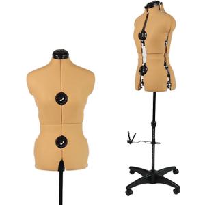 Turmeric Adjustable Dress Form Mannequin for Sewing Female Size 6-14, Pinnable Model Body with 13 Dials, Detachable Casters, 42.5"-60" Height Range for Clothing Display, Small to Medium