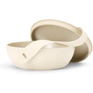 W&P Porter Plastic Bowl Lunch Container w/ Protective Non-slip Exterior, Cream 1 Liter | Lid & Snap-tight Silicone Strap | Food Storage, Bento Box, Meal Prep | BPA-Free Plastic
