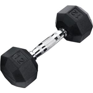 Ader Octagon Deluxe Professional Rubber Dumbbell Contoured Handle, Sold As 1 Piece, (12-Pound)