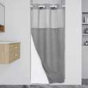 EUTXL Stall No Hook Shower Curtain with Snap in Liner,230GSM Waffle Weave Shower Curtains for Bathroom,36W x 74H,Grey