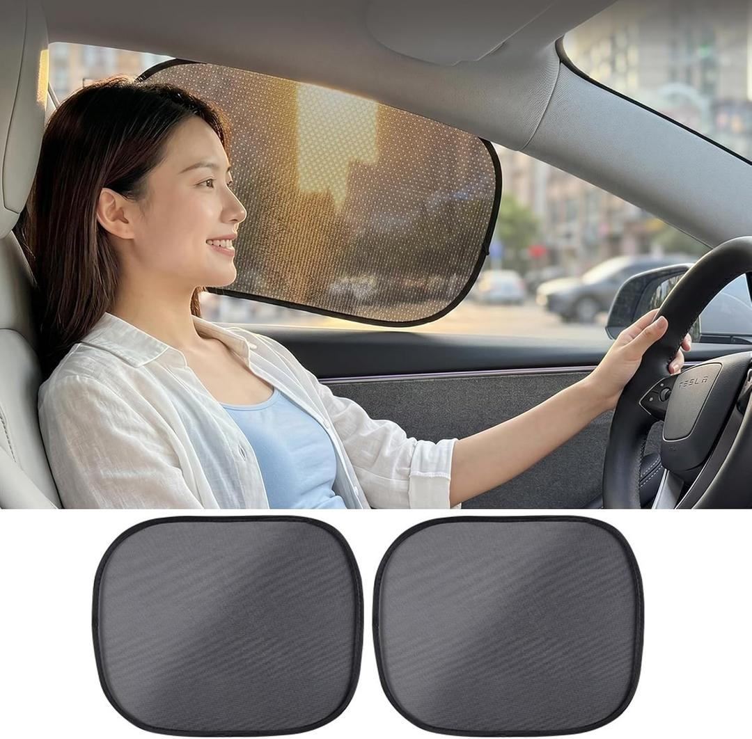 1 Pack Car Window Shades, Mesh Static Adsorption Side Window Sunshade, Anti-UV Glare Heat Protection, Foldable Universal Fit for Cars SUV Van，After