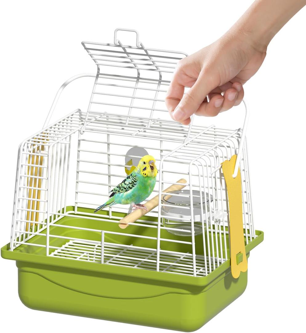 Small Bird cage,Travel Cage for Birds and Small Animals, Parakeet cage,Bird Carrier Travel cage,Bird Travel cage, jaulas para pjaros,Green,(S)
